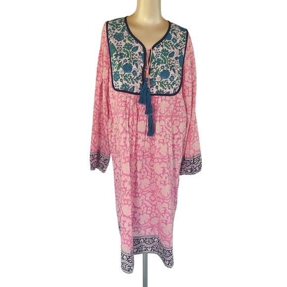 Sz Blockprints Dresses & Skirts - ​SZ Blockprints x J.Crew Kitty Dress in Pink Blue Floral Block Print